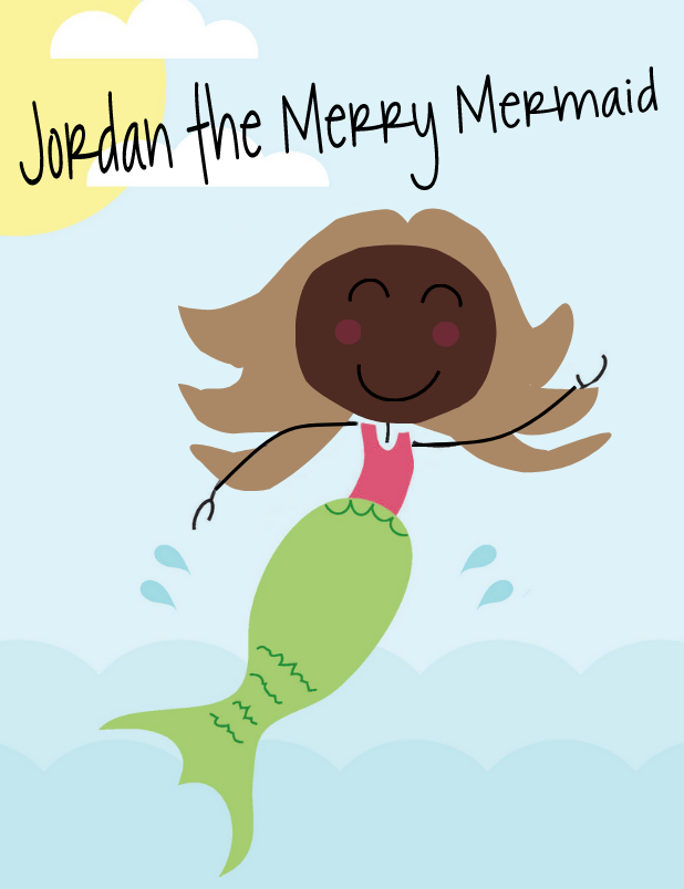 Personalized Mermaid Coloring Book with hair color