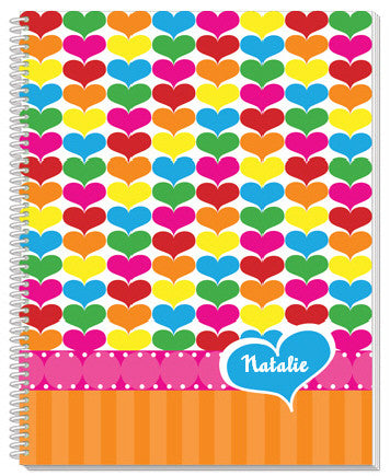 Rainbow Hearts Personalized Notebook